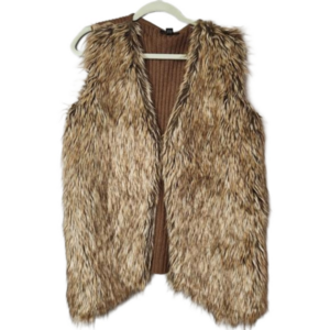 ALYX faux fur brown sweater cardigan vest size OX